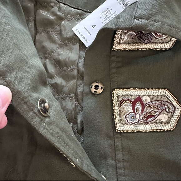 Chico's Beaded And Embellished Band Jacket Olive Size 4 - XXL - Picture 5 of 12